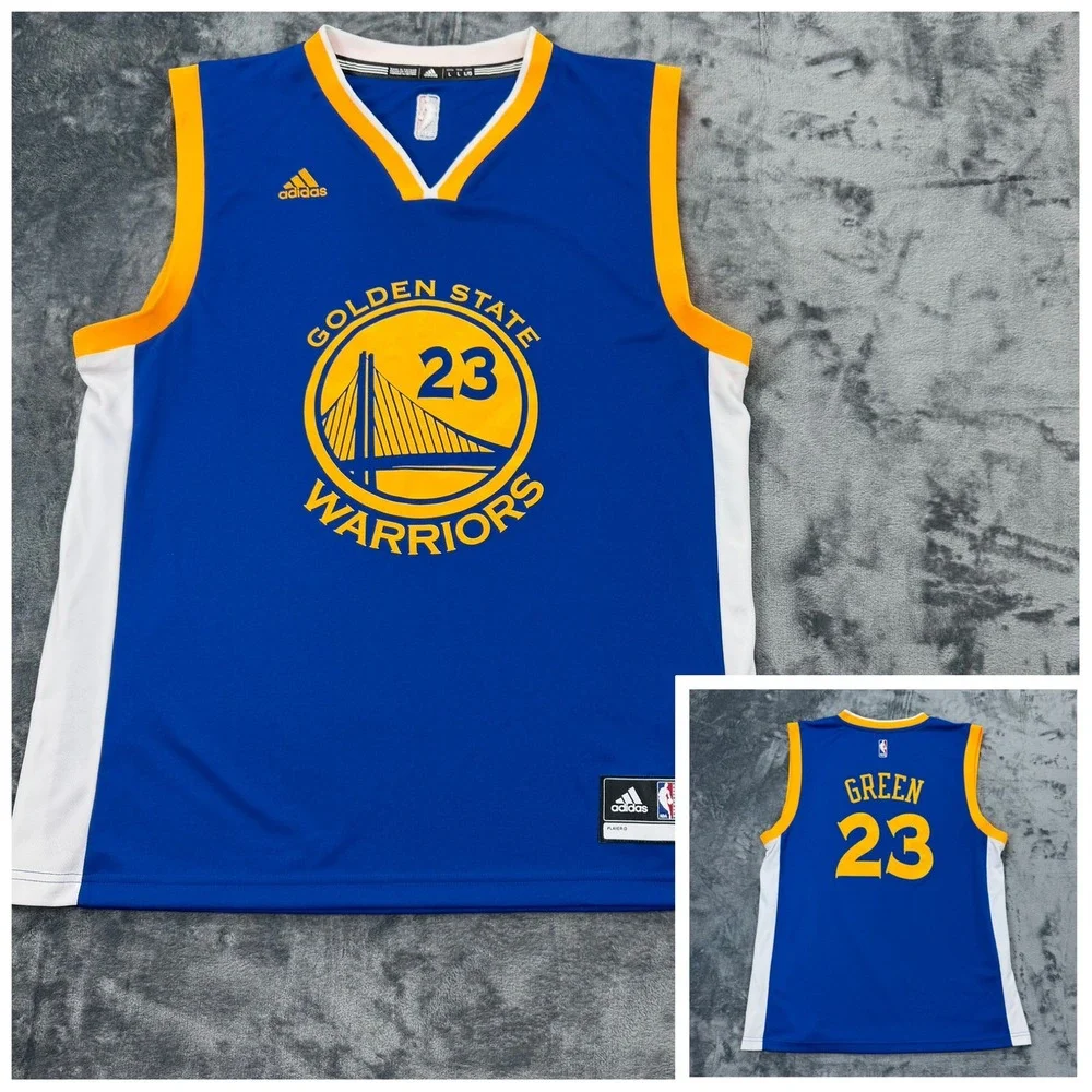 EUC Adidas NBA Golden State Warriors Draymond Green 23 Jersey Blue Mens‎ Large